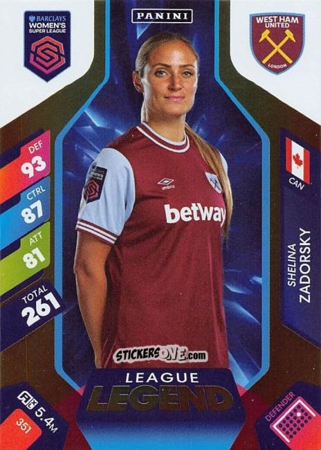 Sticker Shelina Zadorsky - Barclays Women’s Super League 2025. Adrenalyn XL
 n. 351 - Panini