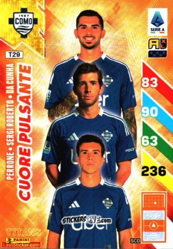 Sticker Máximo Perrone / Sergi Roberto / Lucas Da Cunha - Calciatori 2024-2025. Adrenalyn XL TITANS
 n. T29 - Panini