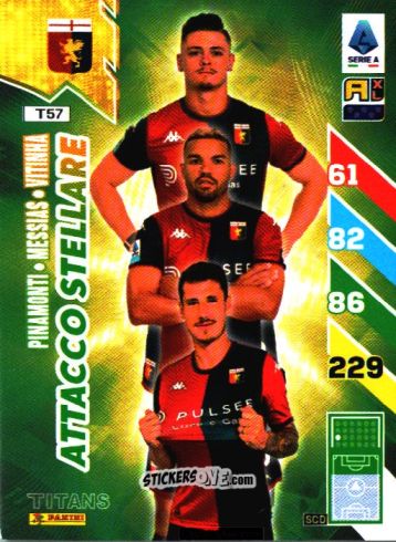 Sticker Andrea Pinamonti / Junior Messias / Vitinha - Calciatori 2024-2025. Adrenalyn XL TITANS
 n. T57 - Panini