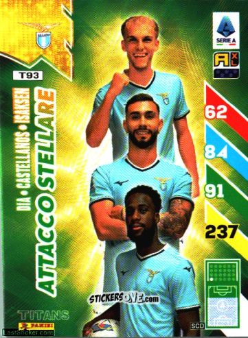 Sticker Boulaye Dia / Taty Castellanos / Gustav Isaksen - Calciatori 2024-2025. Adrenalyn XL TITANS
 n. T93 - Panini