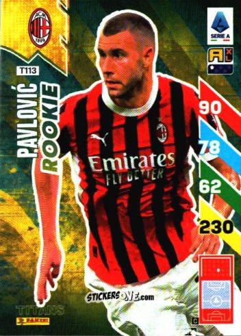 Sticker Strahinja Pavlović - Calciatori 2024-2025. Adrenalyn XL TITANS
 n. T113 - Panini