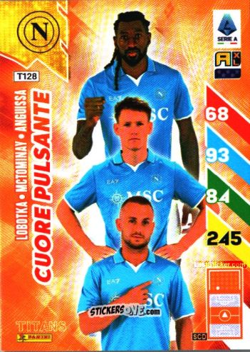 Sticker Stanislav Lobotka / Scott McTominay / André-Frank Zambo Anguissa - Calciatori 2024-2025. Adrenalyn XL TITANS
 n. T128 - Panini