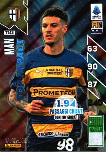 Sticker Dennis Man - Calciatori 2024-2025. Adrenalyn XL TITANS
 n. T143 - Panini
