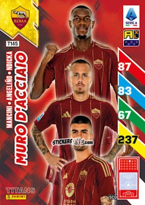 Sticker Gianluca Mancini / Angeliño / Evan Ndicka - Calciatori 2024-2025. Adrenalyn XL TITANS
 n. T145 - Panini