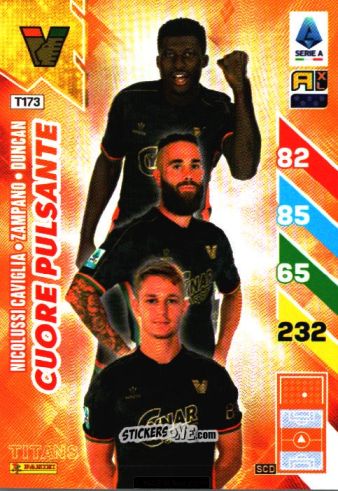 Sticker Hans Nicolussi Caviglia / Francesco Zampano / Alfred Duncan - Calciatori 2024-2025. Adrenalyn XL TITANS
 n. T173 - Panini