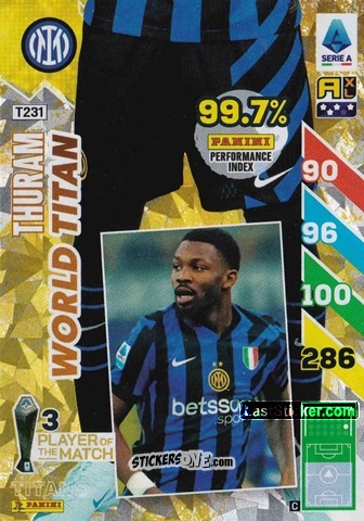 Sticker Marcus Thuram - Calciatori 2024-2025. Adrenalyn XL TITANS
 n. T231 - Panini