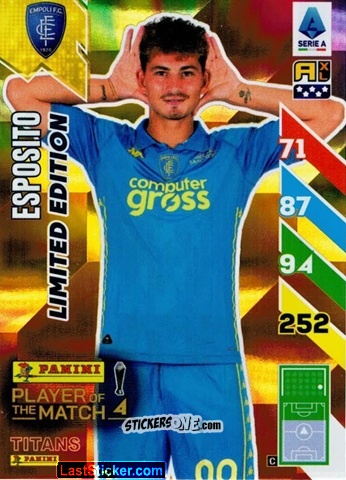 Sticker Sebastiano Esposito - Calciatori 2024-2025. Adrenalyn XL TITANS
 n. LE1 - Panini