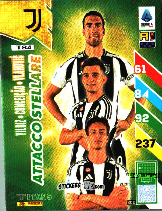 Sticker Yildiz / Conceicao / Vlahovic - Calciatori 2024-2025. Adrenalyn XL TITANS
 n. T84 - Panini