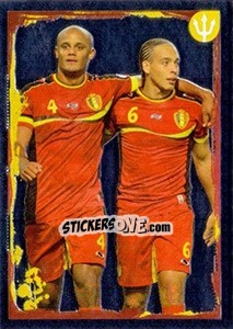 Sticker Belgium-Scotland: Vincent Kompany/Axel Witsel - Belgian Red Devils 2014 - Panini