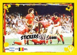 Cromo 1982 Argentina-Belgium (Belgians celebrate victory) - Belgian Red Devils 2014 - Panini