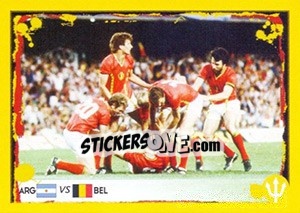 Sticker 1982 Argentina-Belgium (Belgians celebrate victory) - Belgian Red Devils 2014 n. 163 - Panini