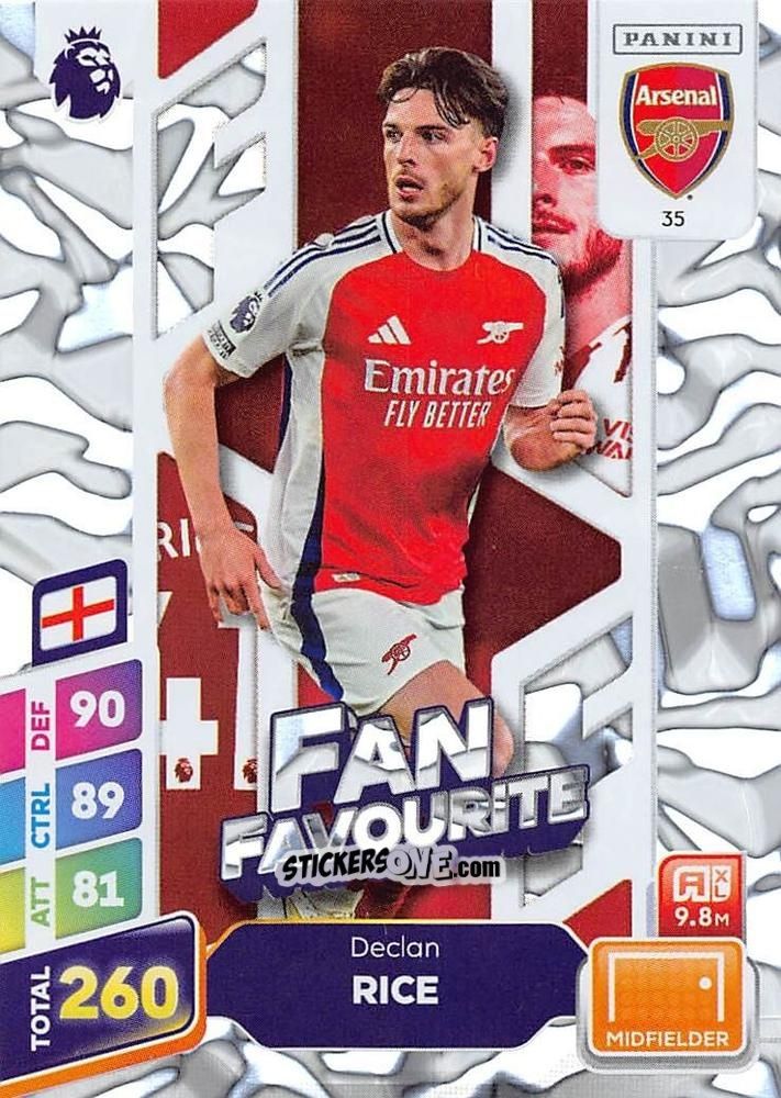 Sticker Declan Rice - English Premier League 2024-2025. Adrenalyn XL Plus
 n. 35 - Panini