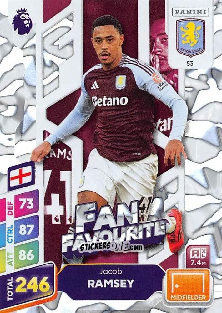 Sticker Jacob Ramsey - English Premier League 2024-2025. Adrenalyn XL Plus
 n. 53 - Panini