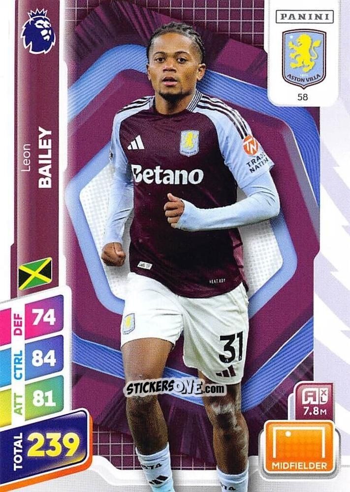 Sticker Leon Bailey - English Premier League 2024-2025. Adrenalyn XL Plus
 n. 58 - Panini