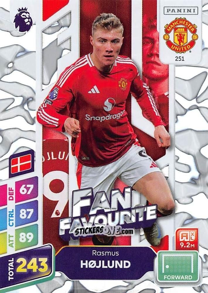 Sticker Rasmus Højlund - English Premier League 2024-2025. Adrenalyn XL Plus
 n. 251 - Panini