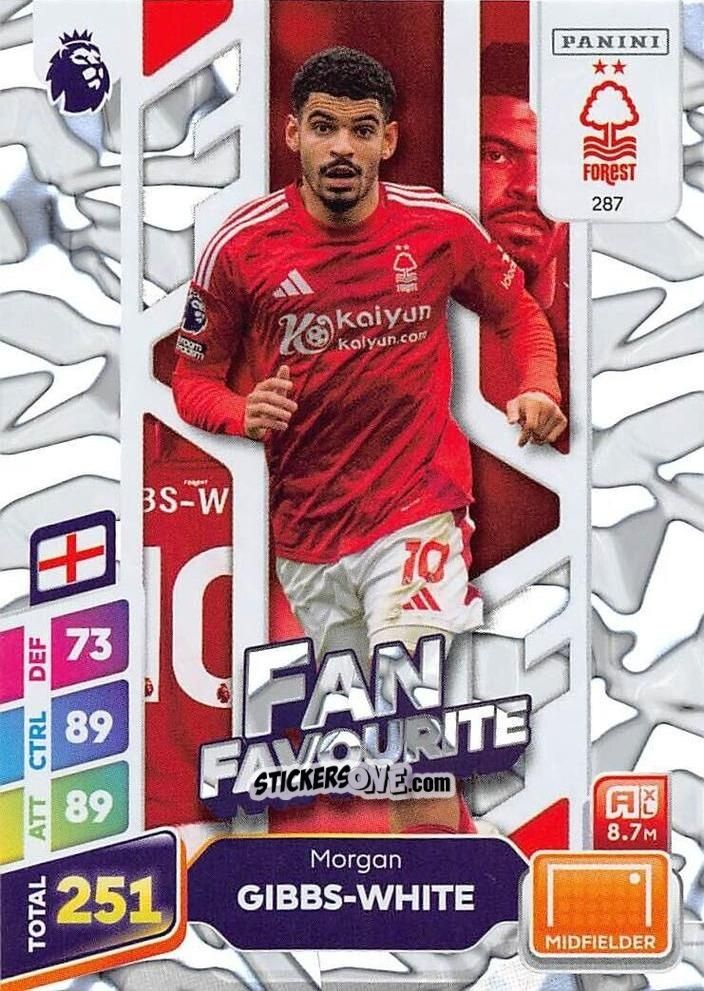 Sticker Morgan Gibbs-White - English Premier League 2024-2025. Adrenalyn XL Plus
 n. 287 - Panini