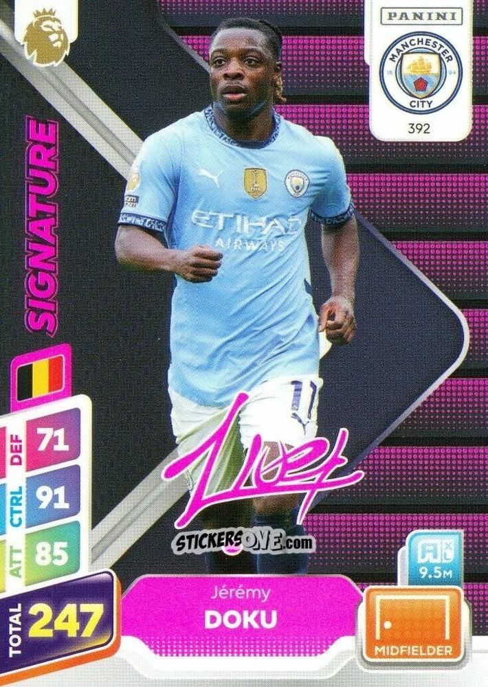 Sticker Jérémy Doku - English Premier League 2024-2025. Adrenalyn XL Plus
 n. 392 - Panini