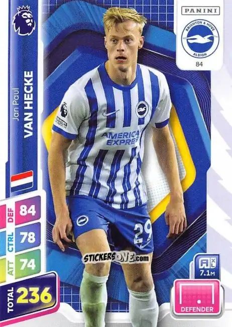 Cromo Jan Paul Van Hecke - English Premier League 2024-2025. Adrenalyn XL Plus
 n. 84 - Panini