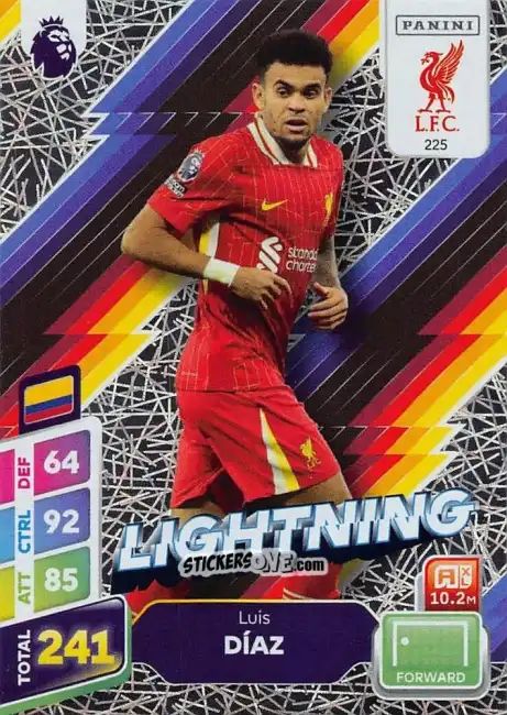 Sticker Luis Diaz - English Premier League 2024-2025. Adrenalyn XL Plus
 n. 225 - Panini