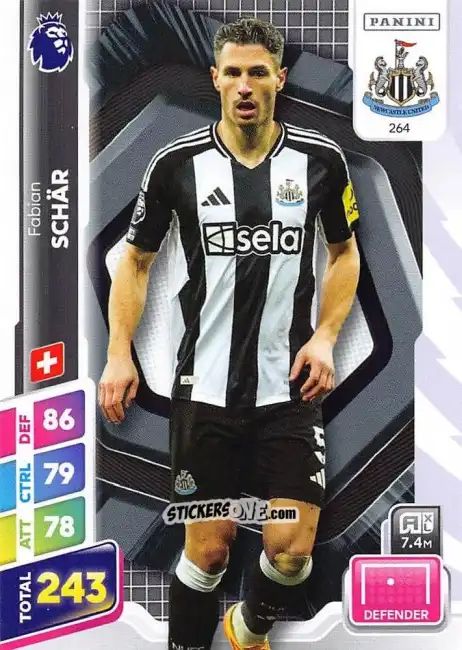 Cromo Fabian Schar - English Premier League 2024-2025. Adrenalyn XL Plus
 n. 264 - Panini