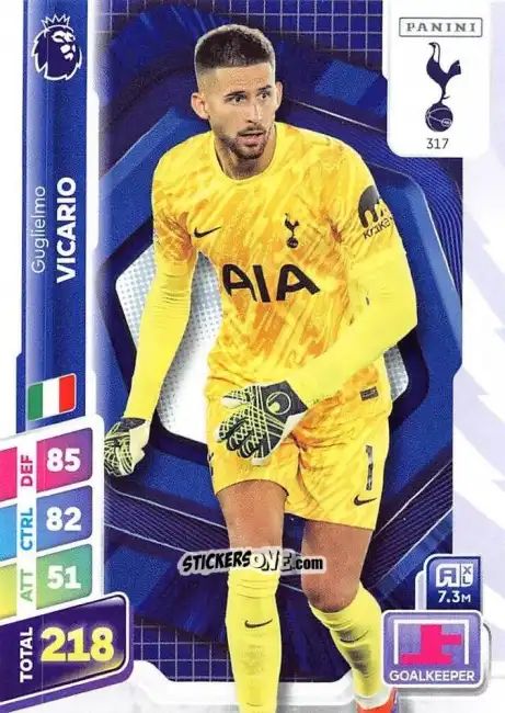 Sticker Guglielmo Vicario - English Premier League 2024-2025. Adrenalyn XL Plus
 n. 317 - Panini