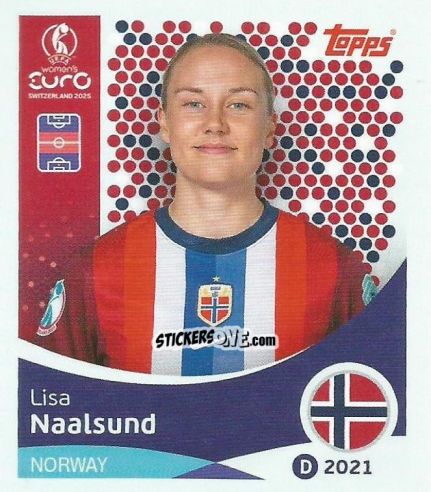 Figurina Lisa Naalsund - Uefa Women'S Euro 2025 n. 54 - Topps