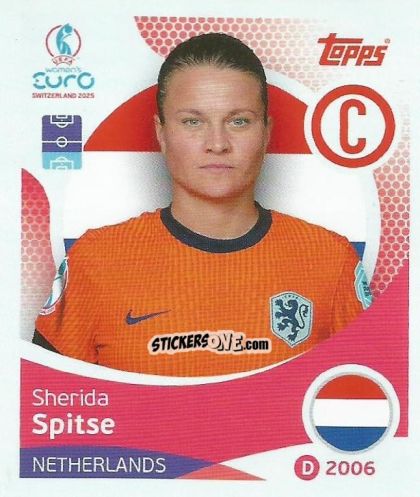 Figurina Sherida Spitse - Uefa Women'S Euro 2025 n. 286 - Topps