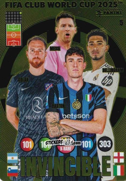 Sticker Messi / Oblak / Bellingham / Bastoni - FIFA Club World Cup 2025. Adrenalyn XL n. 5 - Panini