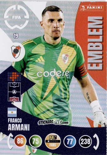 Figurina Franco Armani - FIFA Club World Cup 2025. Adrenalyn XL n. 19 - Panini