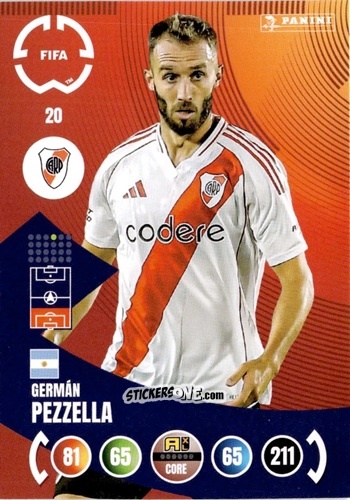 Cromo Germán Pezzella - FIFA Club World Cup 2025. Adrenalyn XL n. 20 - Panini