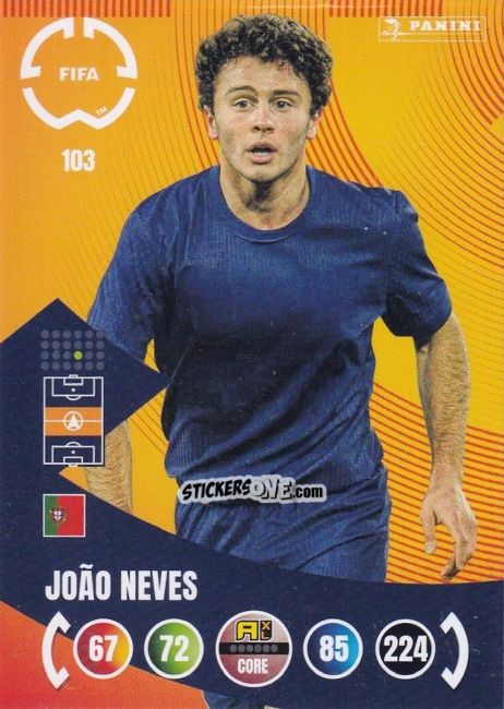 Sticker João Neves - FIFA Club World Cup 2025. Adrenalyn XL n. 103 - Panini
