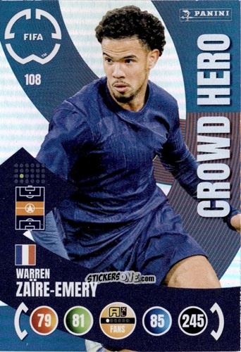 Cromo Warren Zaïre-Emery - FIFA Club World Cup 2025. Adrenalyn XL n. 108 - Panini