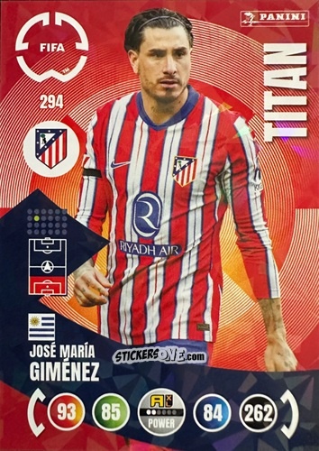 Sticker José María Giménez - FIFA Club World Cup 2025. Adrenalyn XL n. 294 - Panini