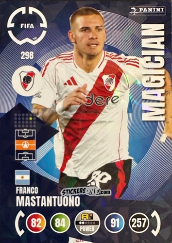 Figurina Franco Mastantuono - FIFA Club World Cup 2025. Adrenalyn XL n. 298 - Panini