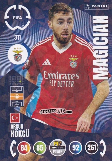 Figurina Orkun Kökçü - FIFA Club World Cup 2025. Adrenalyn XL n. 311 - Panini