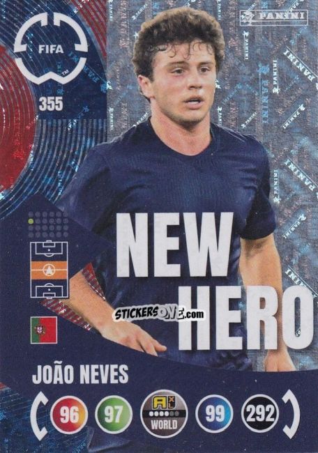 Sticker João Neves - FIFA Club World Cup 2025. Adrenalyn XL n. 355 - Panini