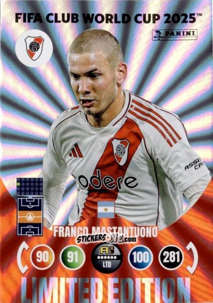 Sticker Francesco Mastantuono - FIFA Club World Cup 2025. Adrenalyn XL n. LE-FM - Panini