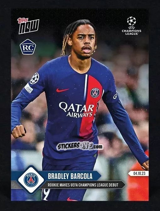 Cromo Bradley Barcola - Now UEFA Champions League 2023-2024
 n. 37 - Topps