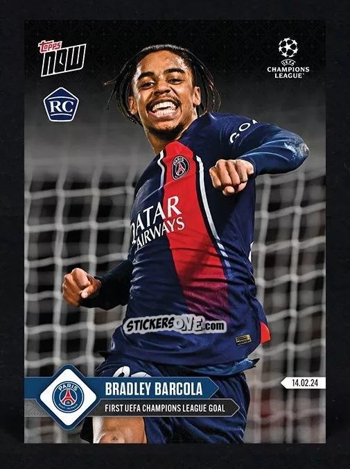 Cromo Bradley Barcola - Now UEFA Champions League 2023-2024
 n. 95 - Topps
