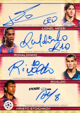Sticker Rivaldo / Hristo Stoichkov / Lionel Messi / Ronaldinho - Chrome Uefa Club Competitions 2024-2025 n. QA-BBO - Topps