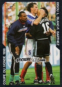 Sticker Bisou Laurent Blanc / Fabien Barthez - SuperFoot 2005-2006 n. 152 - Panini