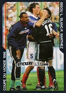 Cromo Bisou Laurent Blanc / Fabien Barthez - SuperFoot 2005-2006 - Panini