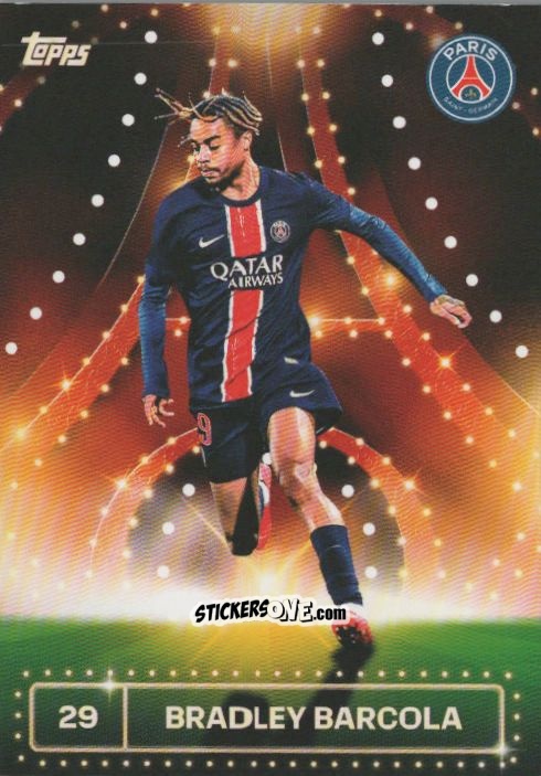 Figurina Bradley Barcola - Paris Saint-Germain 2024-2025 Team Set
 n. 29 - Topps