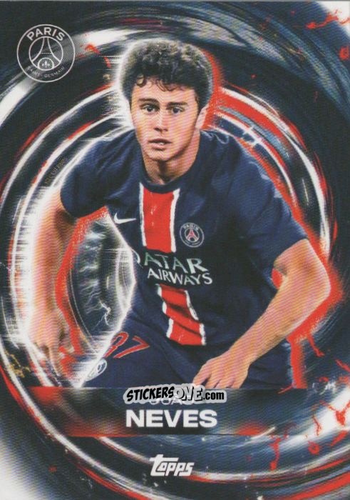 Sticker João Neves - Paris Saint-Germain 2024-2025 Team Set
 n. 42 - Topps