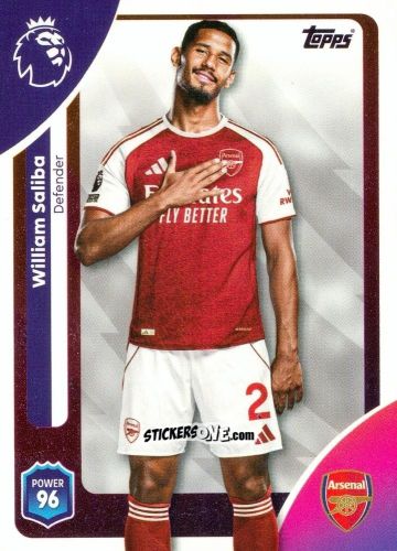 Figurina William Saliba - Premier League 2026 Trading Cards
 n. 3 - Topps