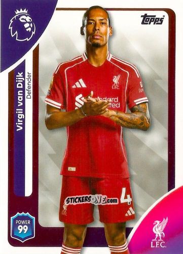 Sticker Virgil van Dijk - Premier League 2026 Trading Cards
 n. 165 - Topps
