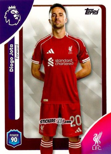 Figurina Diogo Jota - Premier League 2026 Trading Cards
 n. 176 - Topps