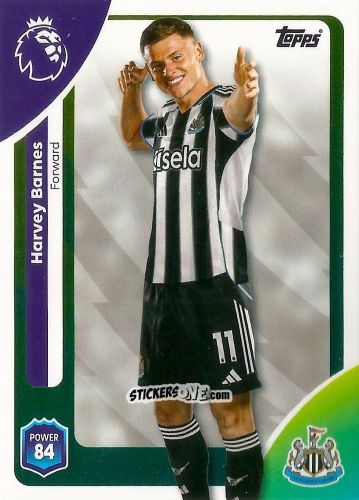 Figurina Harvey Barnes - Premier League 2026 Trading Cards
 n. 229 - Topps