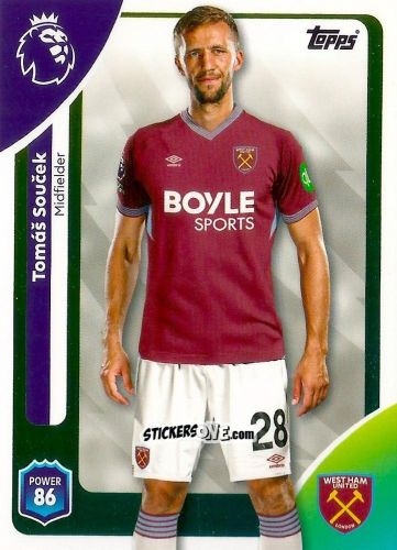 Figurina Tomáš Souček - Premier League 2026 Trading Cards
 n. 278 - Topps