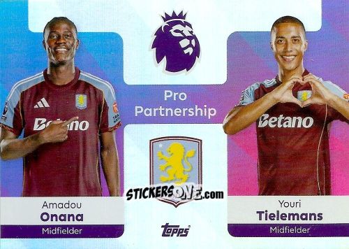 Cromo Amadou Onana / Youri Tielemans - Premier League 2026 Trading Cards
 n. 362 - Topps